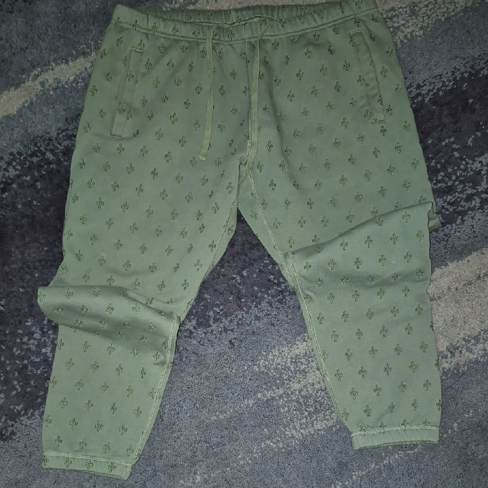 Mens OVO Green Sweatpants with Pattern Size L
